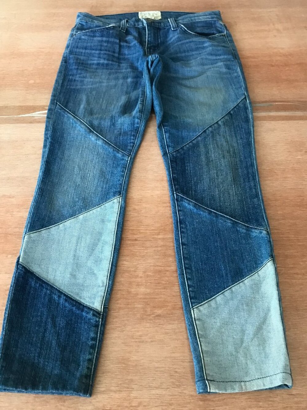 Current/Elliott The Stiletto Jeans Women 25 Blue Patchwork Low Rise Sculpting